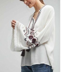 ANTHROPOLOGIE SEEN WORN EMBROIDERED PEASANT BLOUSE 8